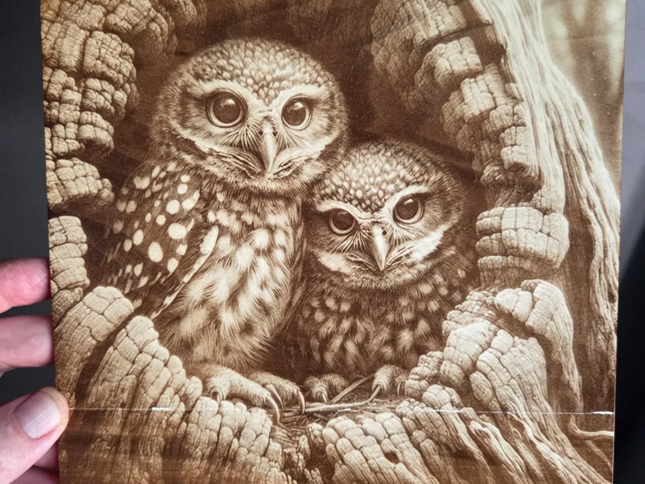 Two Owls Sitting in a Tree