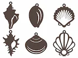 [Laser cut and engrave] Set of 6 Seashell Motif Dangle Earrings Bundle