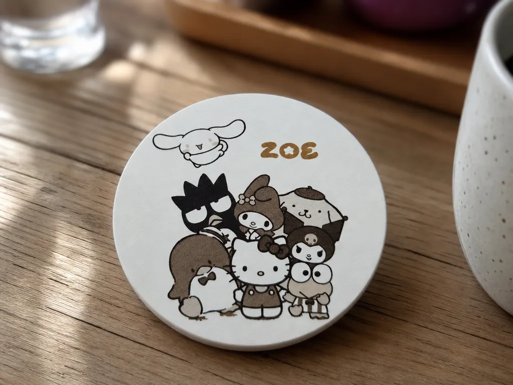 Hello kitty and friends wood coaster