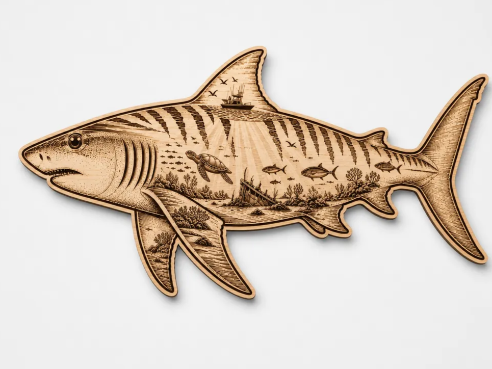 Tiger Shark Scenic Cut and Engrave