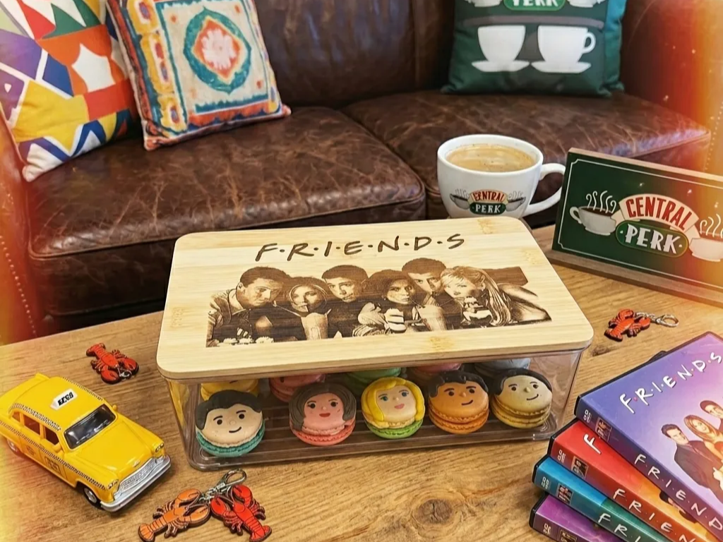 Friends TV Show Themed Bamboo Storage Box with Character Macarons