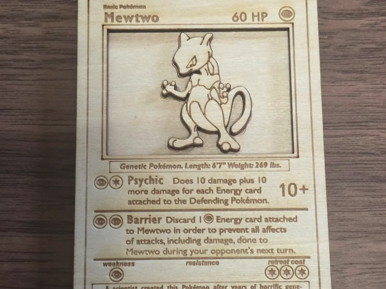 [Laser cut and engrave] Mewtwo Pokemon Trading Card Wooden Wall Art