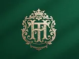 [Laser cut and engrave] Monogramme royal doré avec lettres HT et couronne sur fond bordeaux