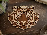 [Laser cut and engrave] Intricate Tiger Head Wall Art with Filigree Details - Laser Cut Design