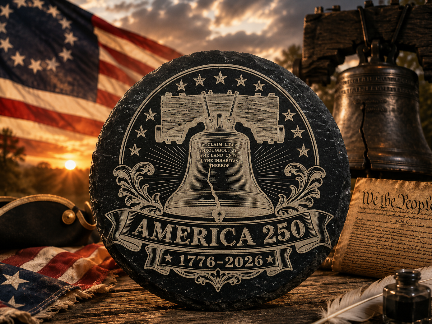 America 250 Liberty Bell | 1776-2026 Patriotic Laser Engraving Design