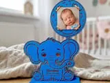 [Laser cut and engrave] Personalized Elephant Baby Birth Announcement Photo Frame