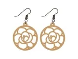 [Laser cut and engrave] Round Floral Cutout Dangle Earrings