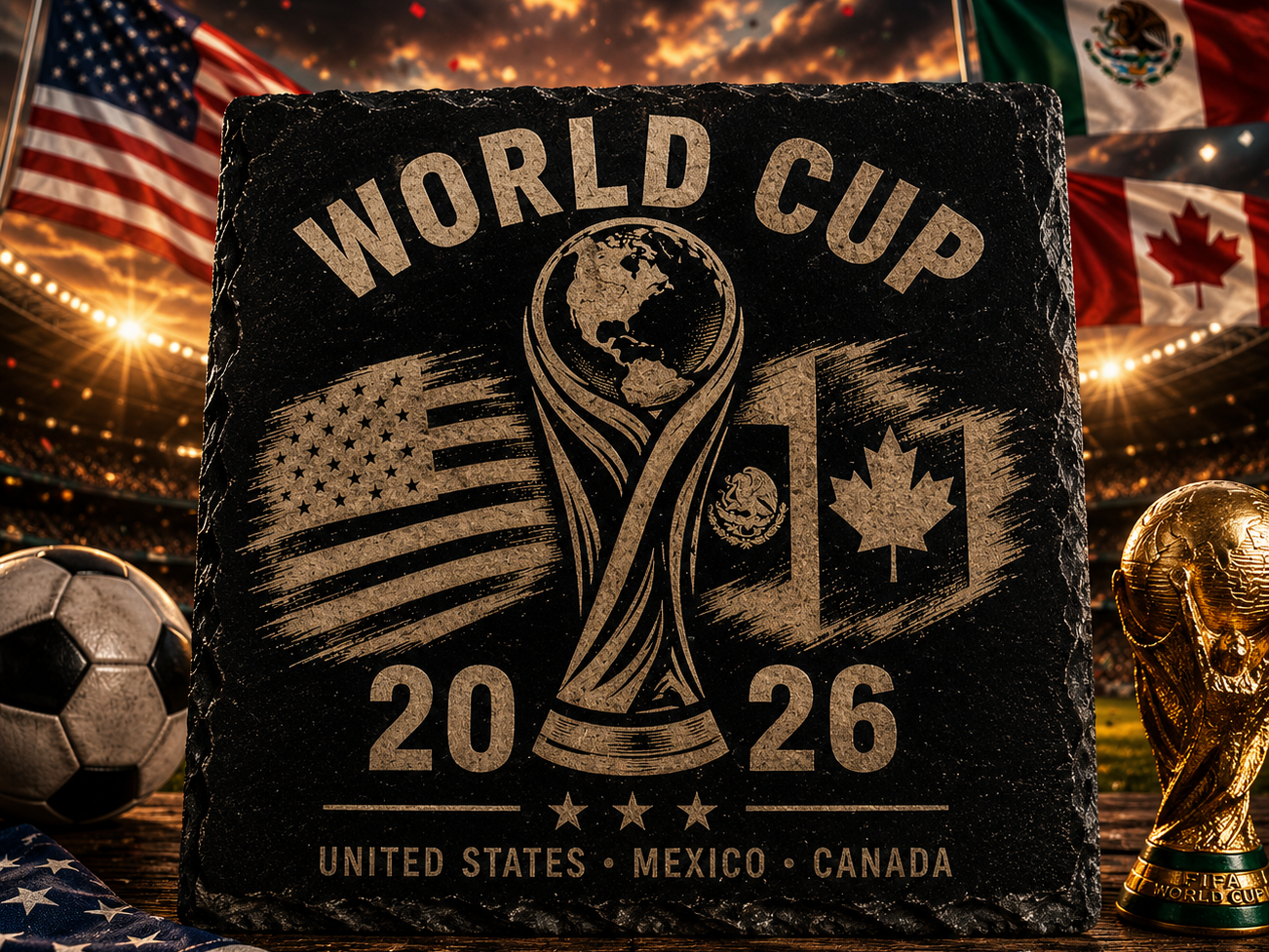 World Cup 2026 Championship Trophy | United States Mexico Canada Laser Engraving Design