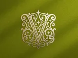 [Laser cut and engrave] Monogramme doré orné avec lettre V  sur fond bordeaux
