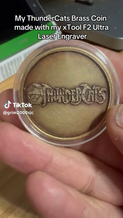 [Laser cut and engrave,Screen printing] Thundercats Logo Brass Challenge Coin