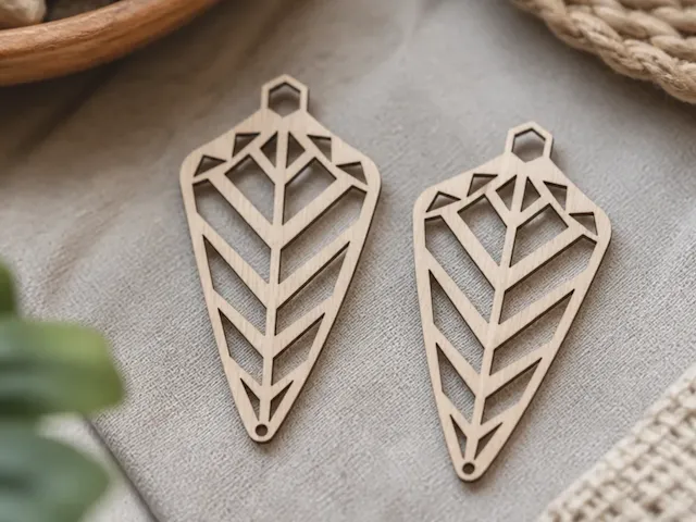 Geometric Leaf Shape Wooden Earring Pendants