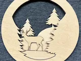 [Laser cut and engrave] Circular Wooden Wall Hanging Featuring a Deer in a Forest Scene
