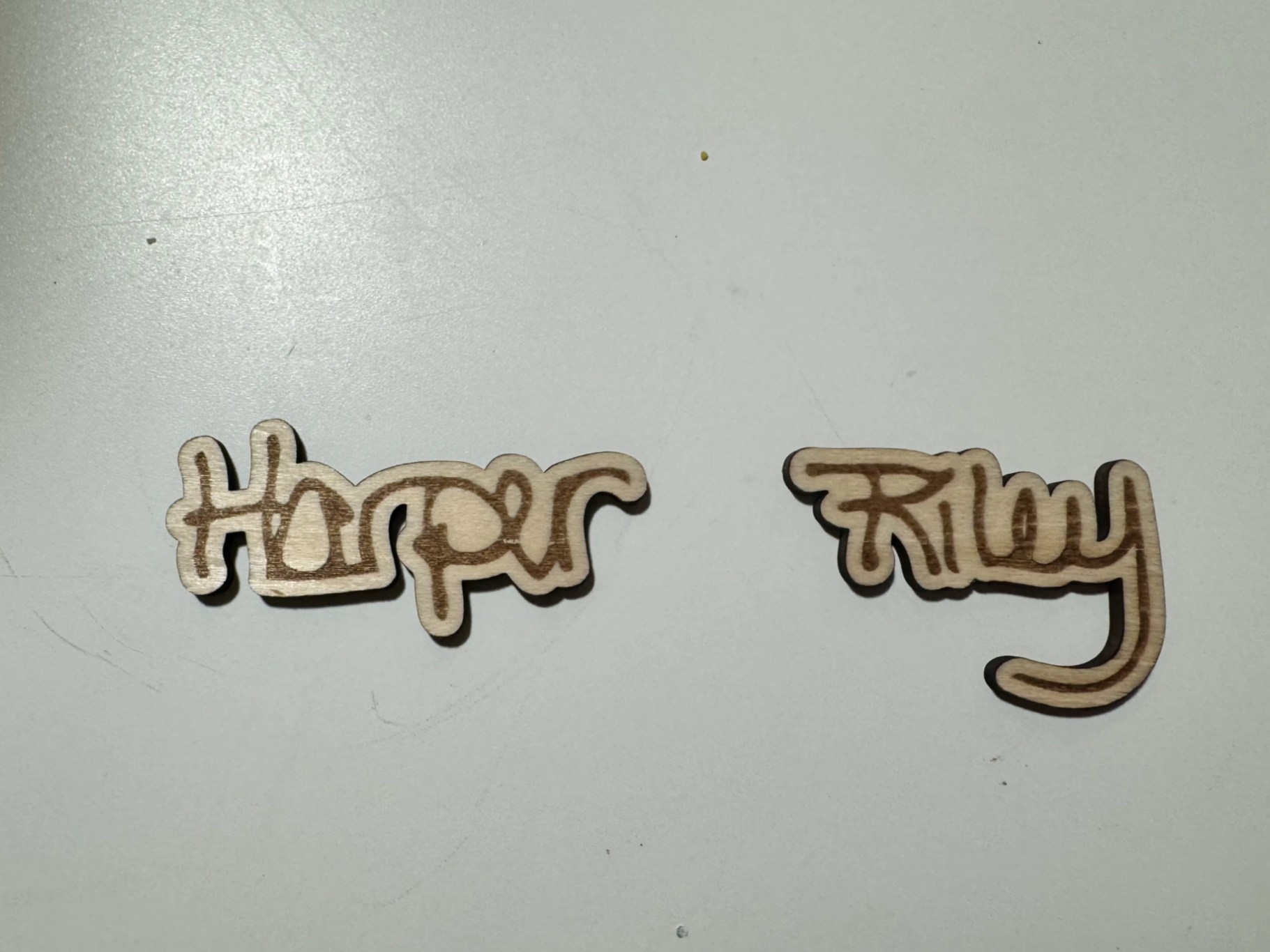 [Laser cut and engrave] Wooden name cutouts for Harper and Riley