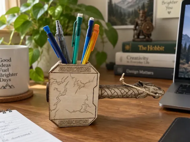 Pot à crayons en forme de marteau de Thor