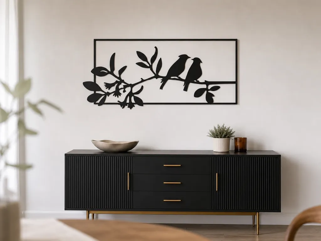 Love Birds Wall Art SVG, Bird Couple SVG, Nature Wall Decor, Laser Cut File, Romantic Bird Silhouette, Modern Wall Art