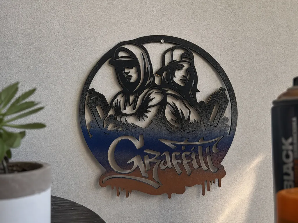 Graffiti Street Art Circular Wall Hanging Featuring Urban Characters
