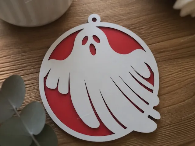Ghost Silhouette Round Hanging Ornament for Halloween