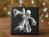 [Laser cut and engrave] Scarecrow Illustration on Square Slate Coaster