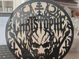 [Laser cut and engrave] Plaque murale ronde personnalisée avec motif de crâne et style métal