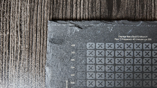[Laser cut and engrave] Slate Coaster Engraving Parameter Test