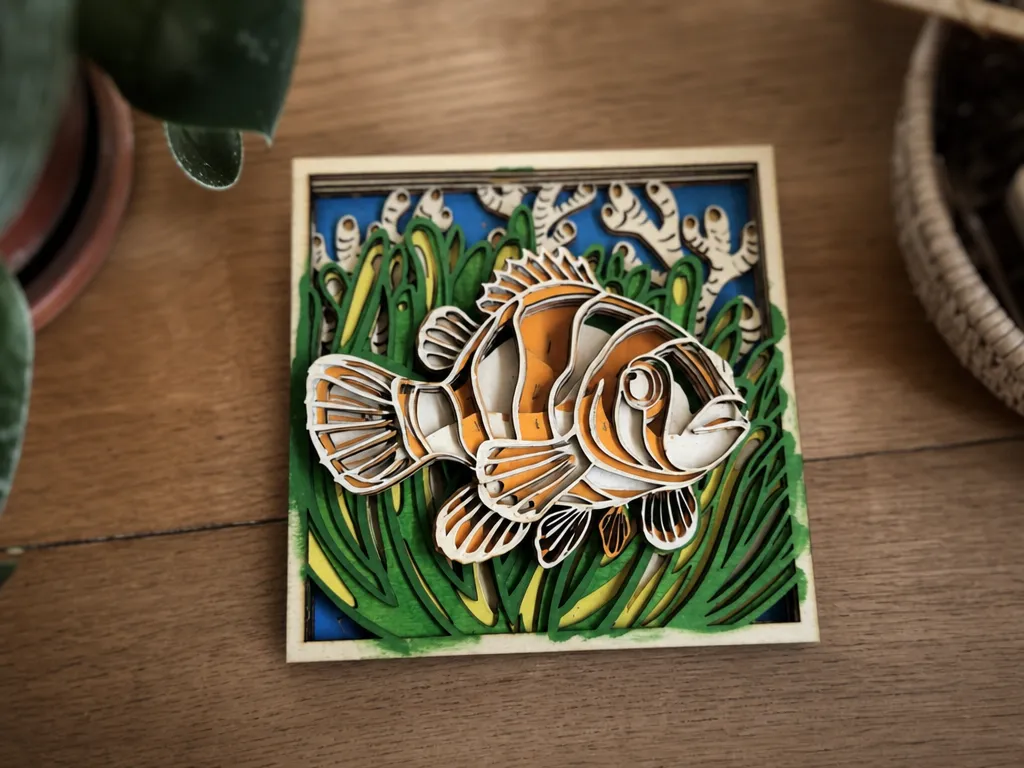 Clownfish in Seaweed Layered Wall Art