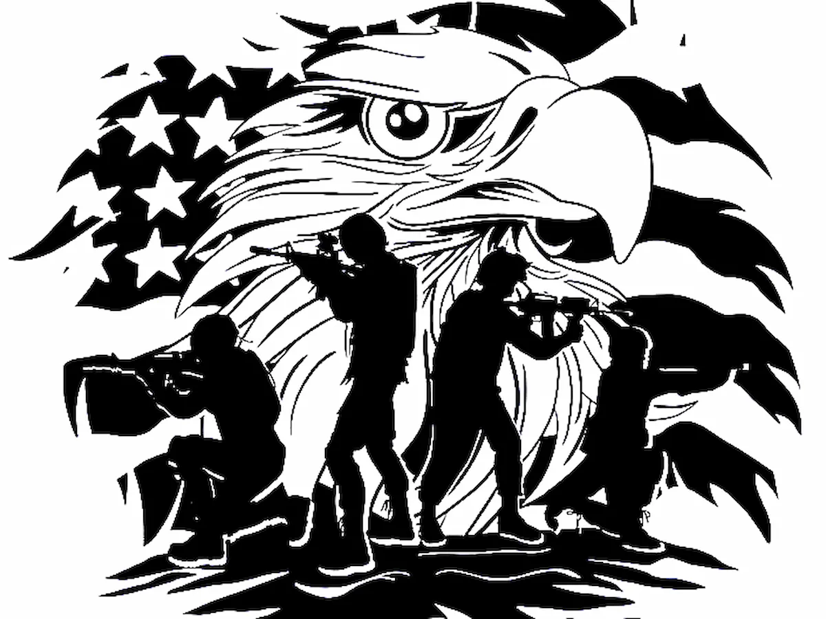 [Laser cut and engrave] American Eagle and Soldier Silhouette Wall Art