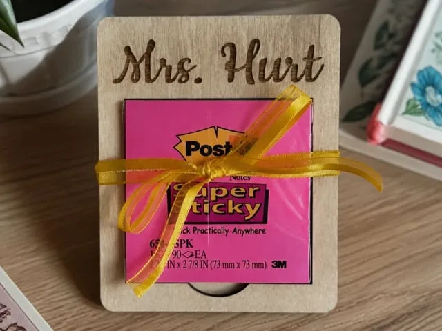 Personalized Teacher's Name Wooden Sticky Note Holder
