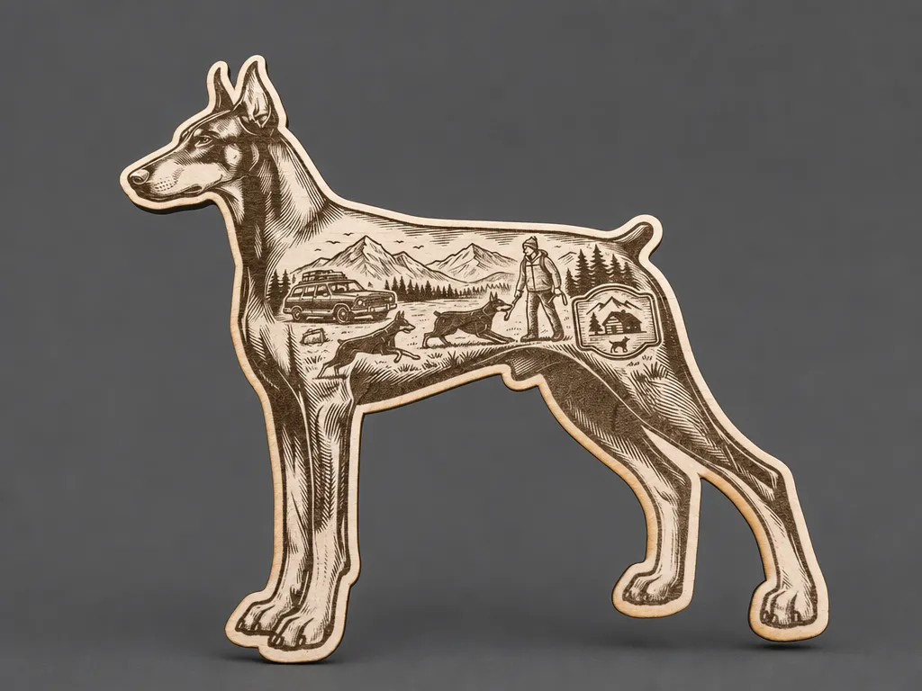 Doberman Pinscher cut out basswood