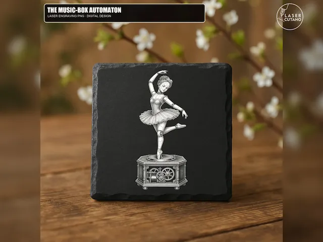 The Music-Box Automaton - 1 Laser Engraving PNG Design