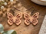 [Laser cut and engrave] Peach Butterfly Dangle Earrings