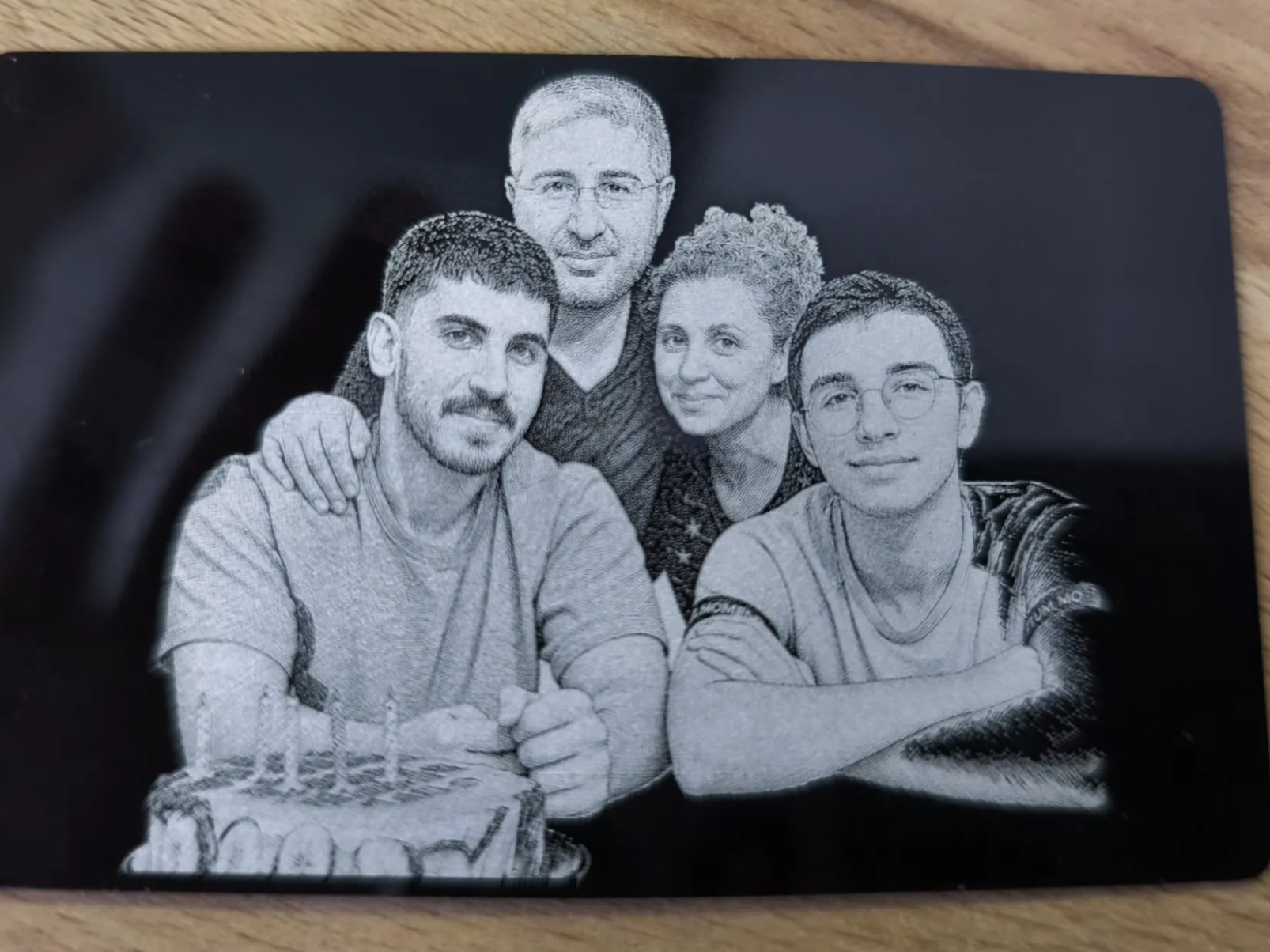 Ultra-Detailed Family Photo Engraving on Black Anodized Aluminum | xTool F1 Ultra