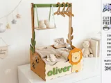 [Laser cut and engrave] Personalized Baby Keepsake Storage Organizer with Hanging Clothes Rack Laser Cut Bundle. Baby Shower Closet Crate