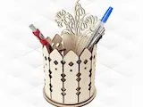 [Laser cut and engrave] Gift Holder Pen Flowers Laser Cut Template, Desk Organizer Bouquet, Laser Cutting Design
