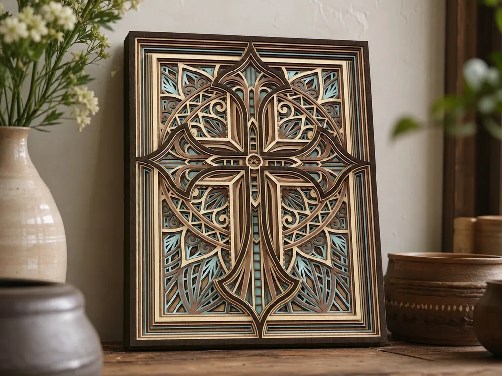 Cross Mandala,Wooden