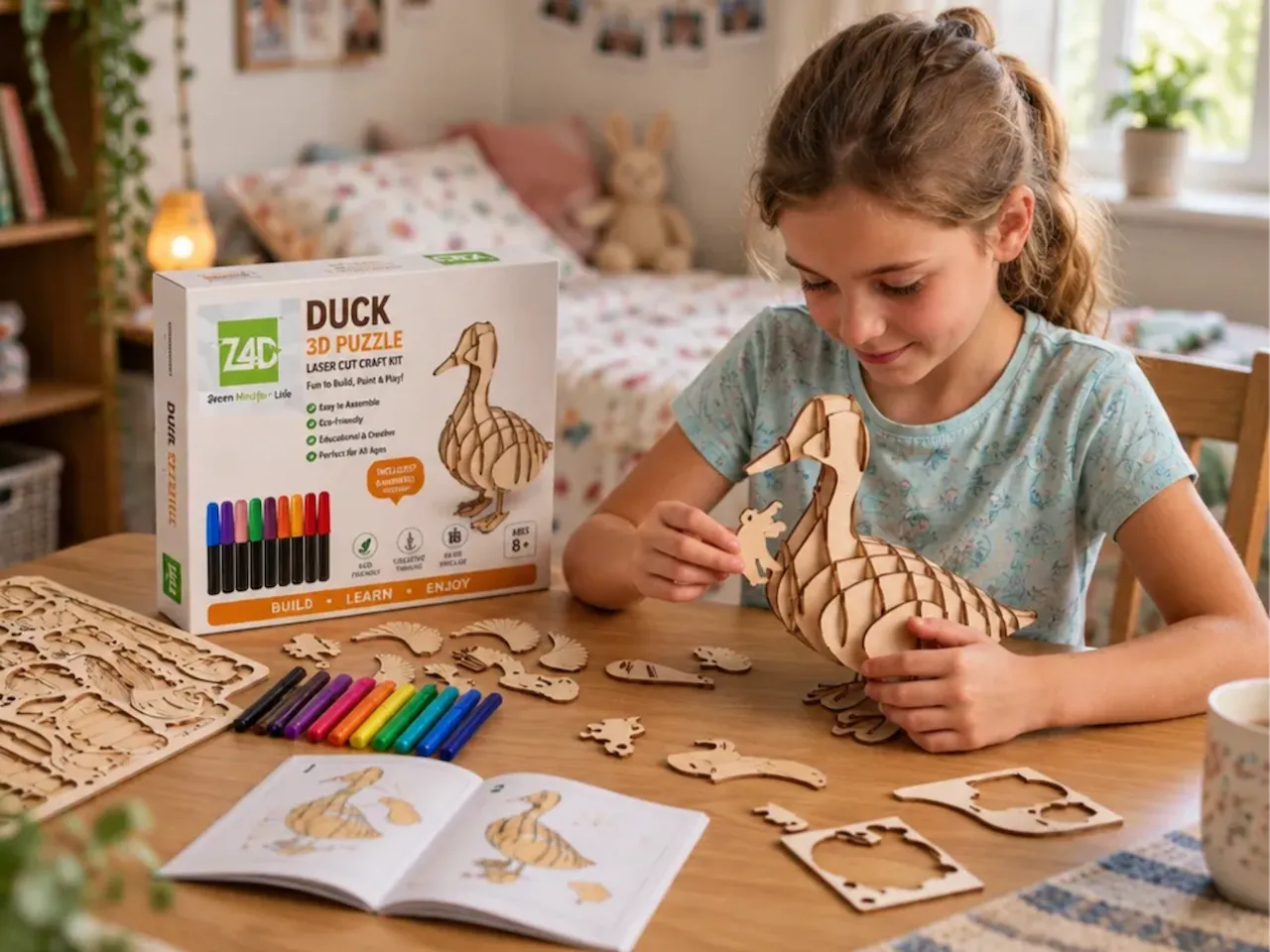 [Laser cut and engrave] Wooden Duck 3D Puzzle Craft