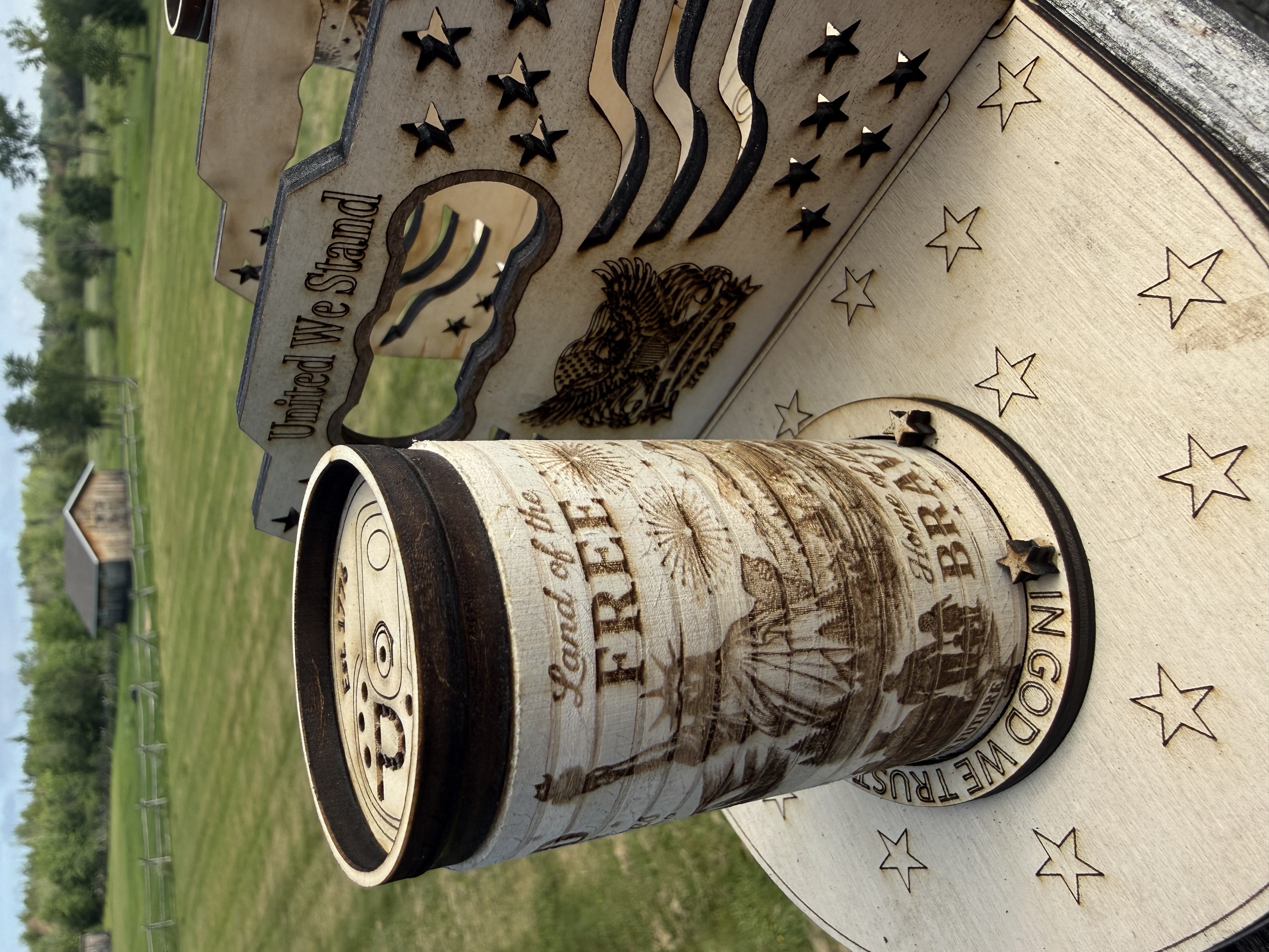 [Laser cut and engrave] Beer Soda Can Salt & Pepper Shakers + Matching Napkin Caddy America 250 Collection