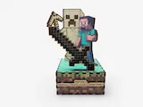 [Laser cut and engrave,Inkjet printing] Figurine Minecraft personnalisée avec Steve et Creeper sur socle bloc de terre