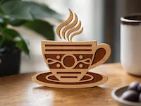 [Laser cut and engrave] Coffee Cup - Layered Laser Cut Design