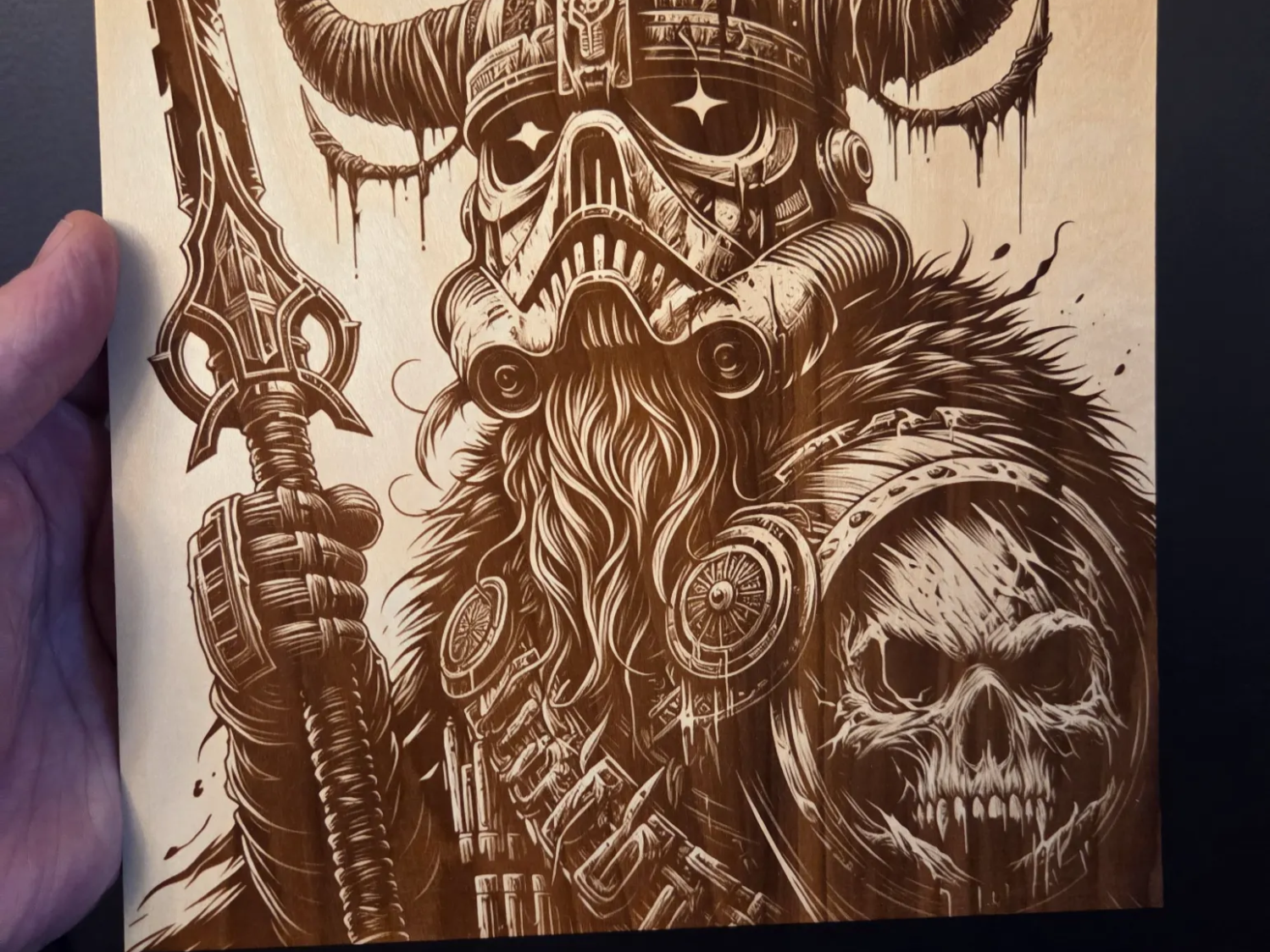 Viking Death Stormtrooper Warrior Wall Art with Spear and Skull