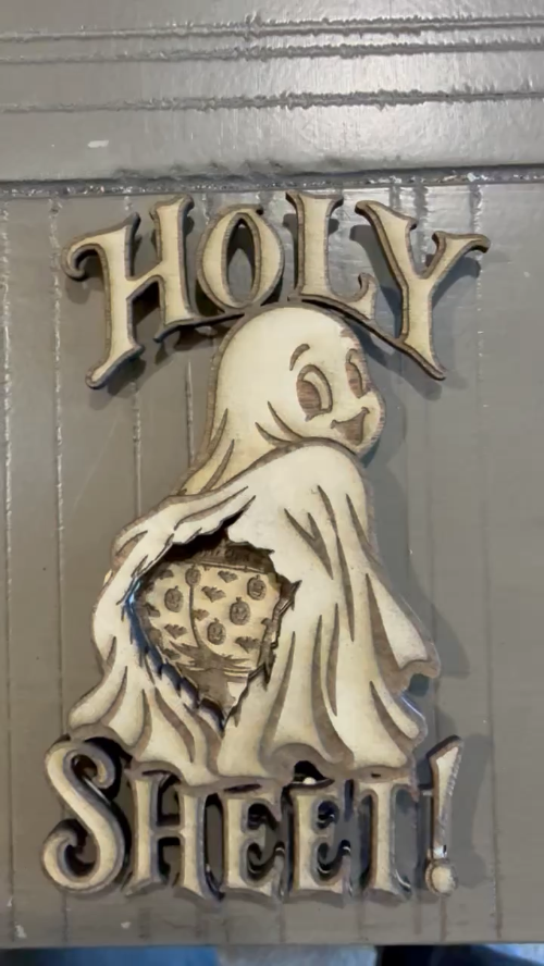[Laser cut and engrave] Holy Sheet Ghost Wall Sign with Casper Clein Boxer Shorts