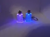 [Laser cut and engrave] Glowing Blue LED Crystal Keychain with Internal Fractal Pattern