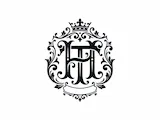 [Laser cut and engrave] Monogramme royal doré avec lettres HT et couronne sur fond bordeaux