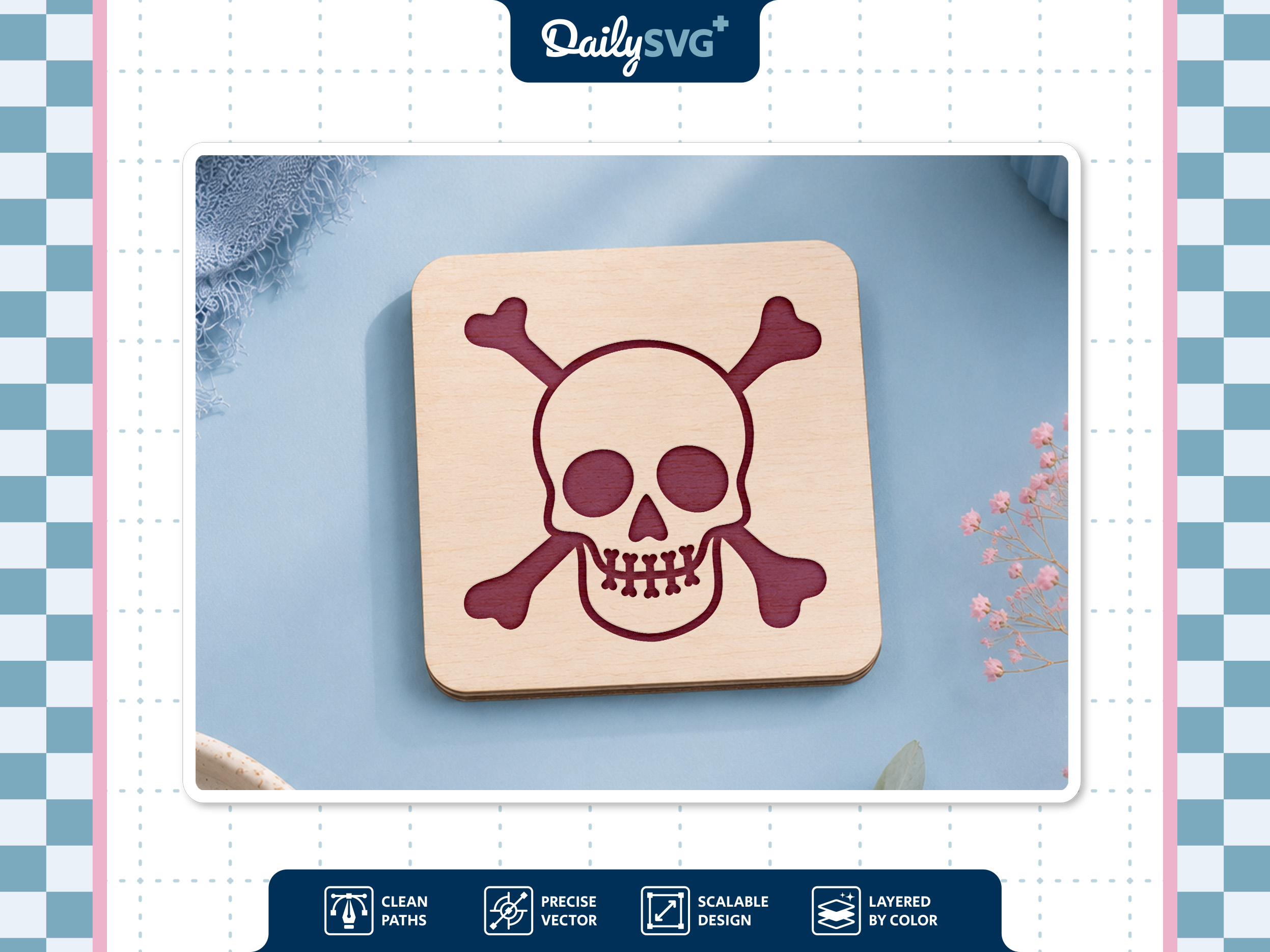 [Laser cut and engrave] Halloween Skull Coaster