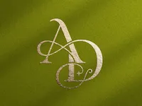 [Laser cut and engrave] Monogramme doré entrelacé avec les lettres A et D sur fond bleu