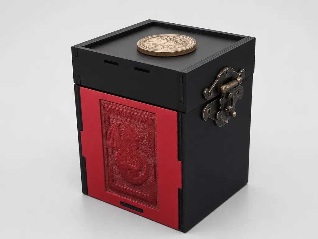 Boîte de rangement pour cartes de jeu avec motif dragon