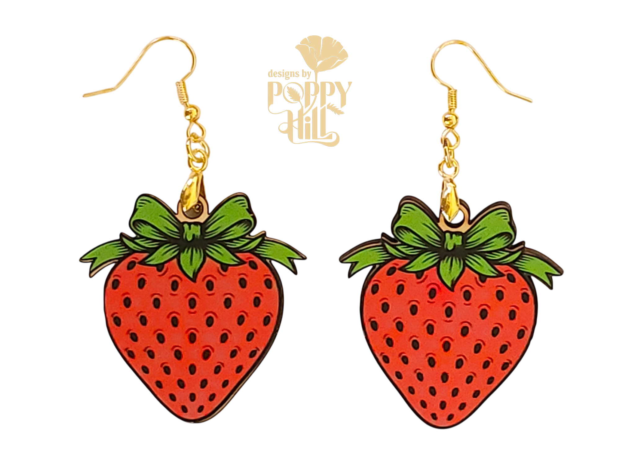 [Laser cut and engrave] Strawberry Earrings Using DTF Transfer or Print & Cut